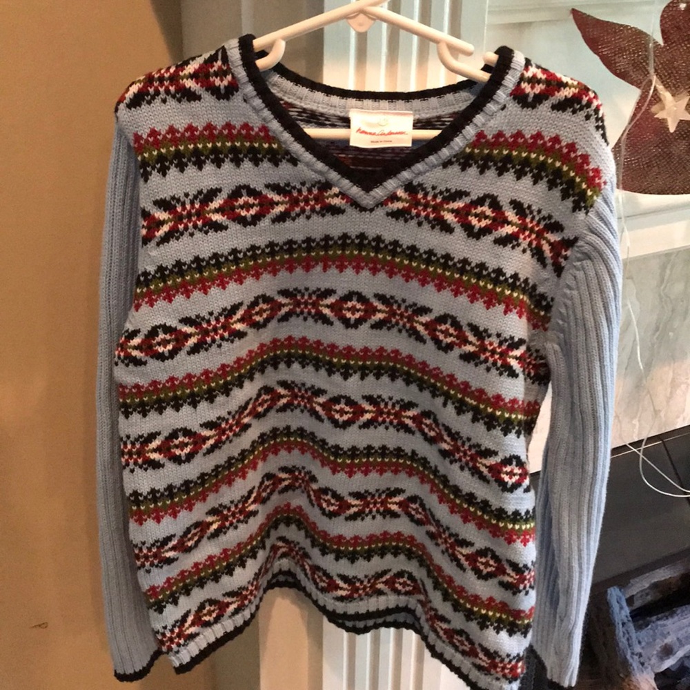 Hanna Andersson blue fair isle sweater boys sz 120